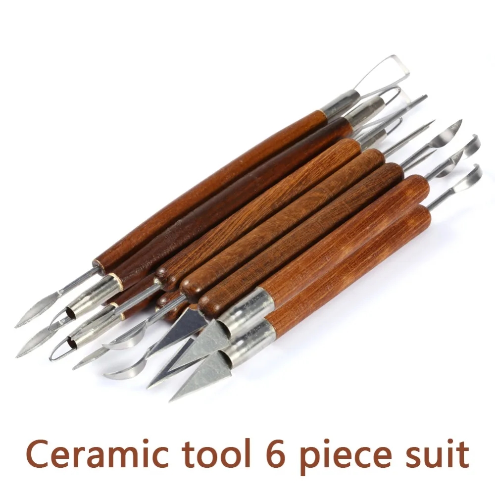 Workshop Tools For Carpentry - 6PCS 조각 도구 도자기 나무 손잡이